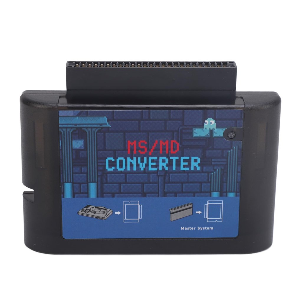 ASHATA MS to MD Game Card Converter, Game Writer Card Converter, MS to MD Converter Game Video Cassette Converter for 5 3 2 for Mega Drive for (Black Transparent)