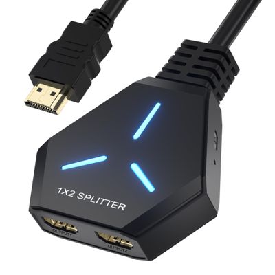 HDMI Splitter for Dual Monitors Duplicate/Mirror (Not Extend), 4K HDMI Splitter 1 in 2 Out for Full HD 4K@30hz, 1080P, 3D, Compatible with Xbox, PS4, PS5, TV, Projector, Computer