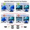 HDMI Splitter for Dual Monitors Duplicate/Mirror (Not Extend), 4K HDMI Splitter 1 in 2 Out for Full HD 4K@30hz, 1080P, 3D, Compatible with Xbox, PS4, PS5, TV, Projector, Computer view 4