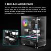 GAMDIAS ATX Mid Tower Computer Case with Tempered Glass, Gaming PC Case w/Temperature Display LCD & 3X 120mm ARGB Fans, Support Up to 5X Fans, 240mm AIO/Radiator, 340mm GPU/VGA, 160mm CPU Air Cooler view 4