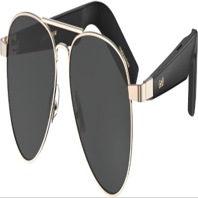 GetD Smart Glasses, AI Real-time Translation with 145 Languages, Smart Nylon Polarized Sunglasses, Round Lens Bluetooth Aviator Glasses for Men/Women with Speaker, Music Audio Glasses