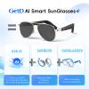 GetD Smart Glasses, AI Real-time Translation with 145 Languages, Smart Nylon Polarized Sunglasses, Round Lens Bluetooth Aviator Glasses for Men/Women with Speaker, Music Audio Glasses view 2