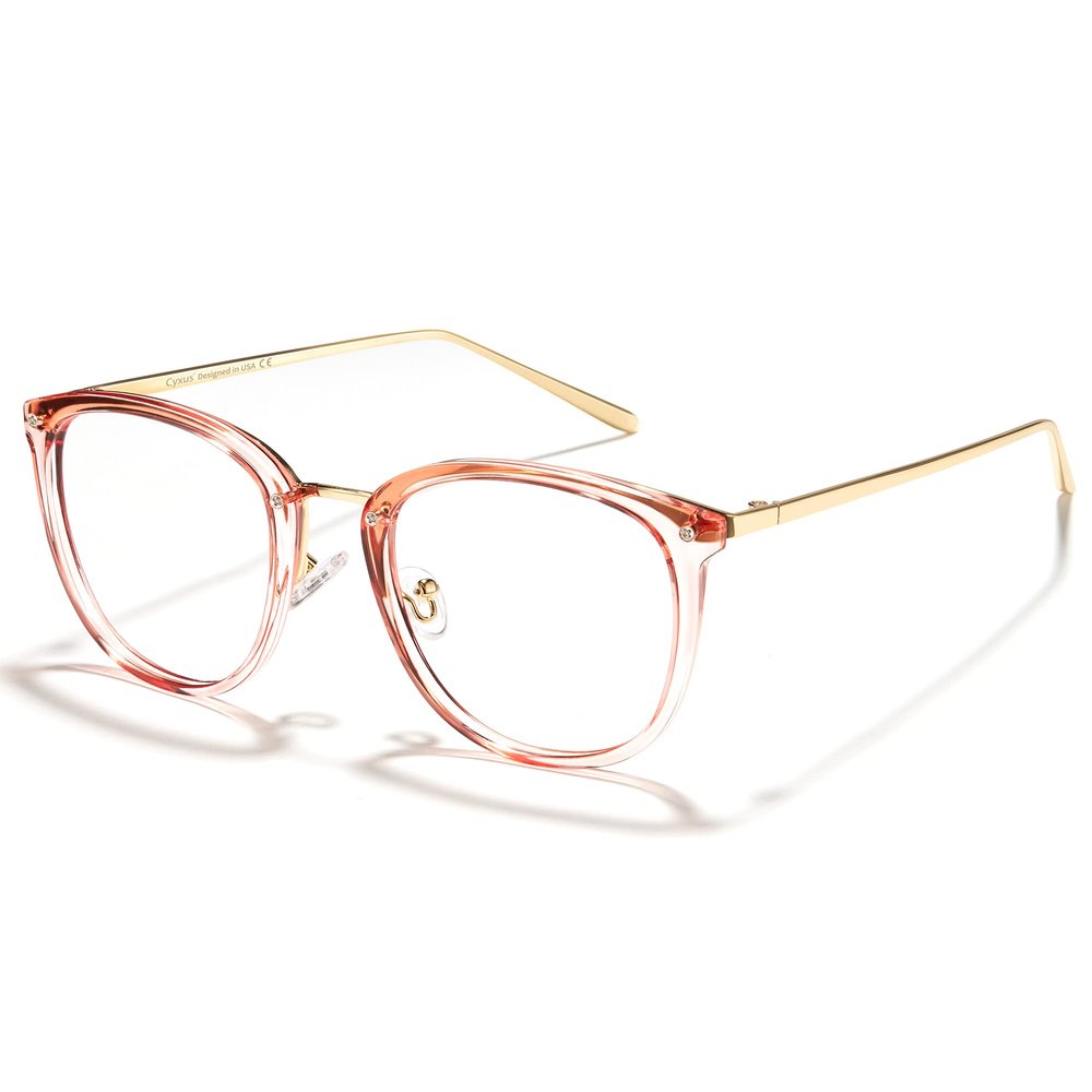 Cyxus Fashion Fake Glasses for Women, Blue Light Glasses for Woman Round Blue Light Blocking Eyewear Anti Eye Strain Glasses