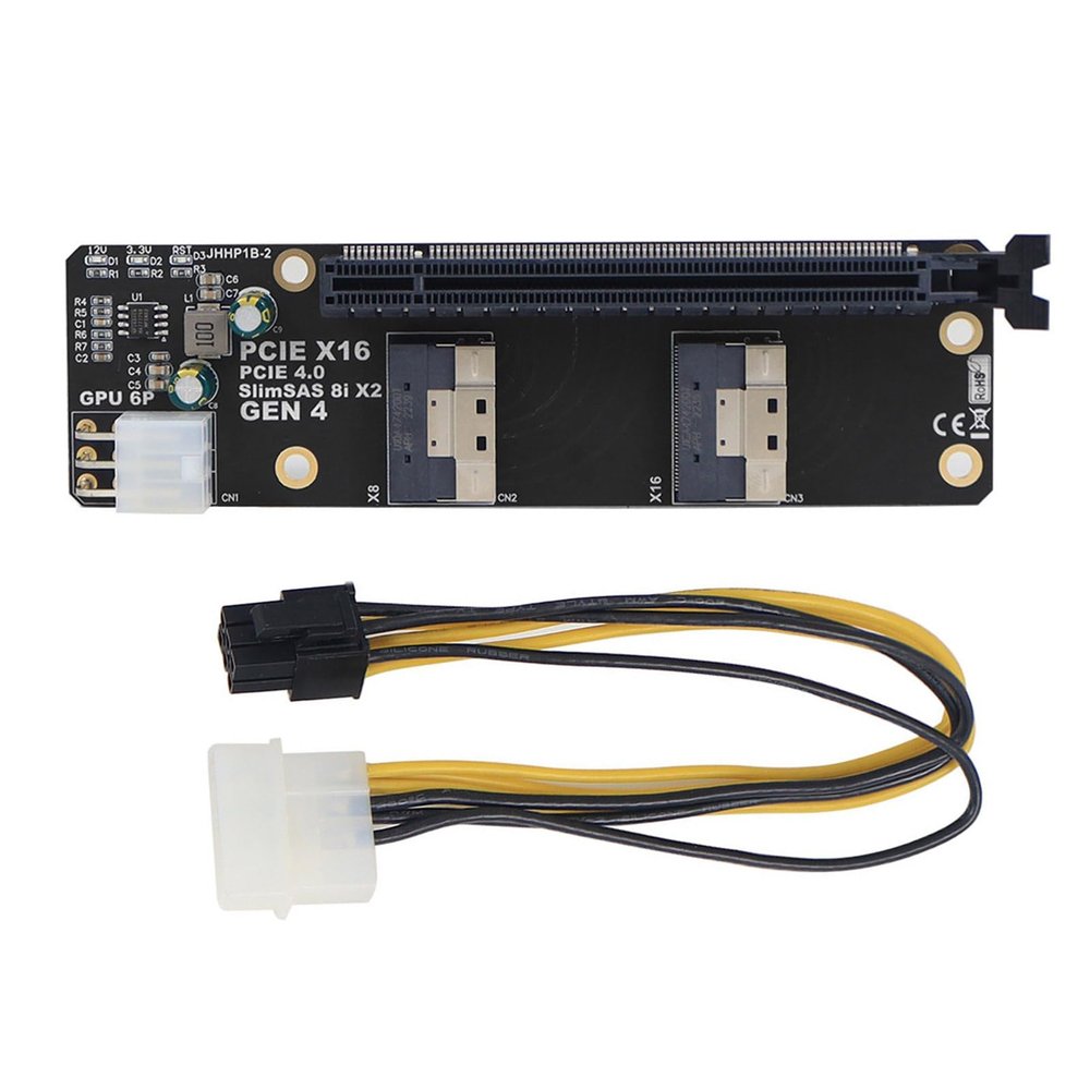 Jesscasday PCIE X16 Slot to 2 Ports SlimSAS 8I Adapter Board for Networks Card Graphics Video Card Easy Install PCIe X16 Video Card Adapter