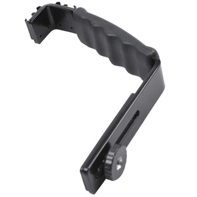 Srutueo Photo Flash Video Camera Grip Handle L Handle with 2 Standard Side Hot Shoe Mount The Holder DSLR, Black, 095692