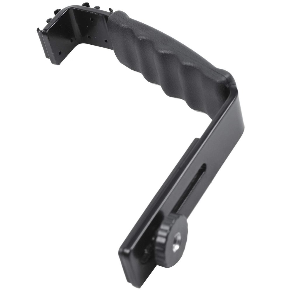Srutueo Photo Flash Video Camera Grip Handle L Handle with 2 Standard Side Hot Shoe Mount The Holder DSLR, Black, 095692