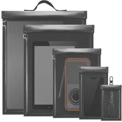 5 Pack Faraday Bags with Handle, Large Faraday Cage, Anti-Tracking Faraday Bag for Laptops & Tablets & Phones & Car Keys, Fireproof & Waterproof RFID Signal Blocker Faraday Pouch, Faraday EMP Bag