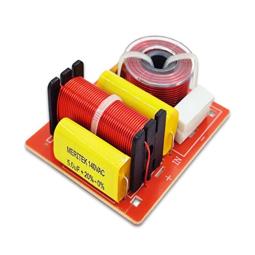 Srutueo 1 Piece Speaker 2 Way Audio Board Frequency Divider 120W Bookshelf HiFi Speaker Divider DIY, Red & Yellow, 500398995