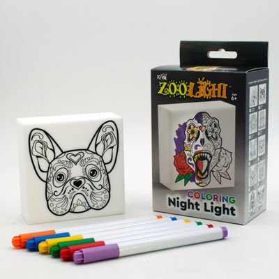 IQ Zoolight DIY Create Your Own Coloring Night Light Craft Kit - Bulldog (ZNBD), 3.5 inches x 3.5 inches, Color Changing