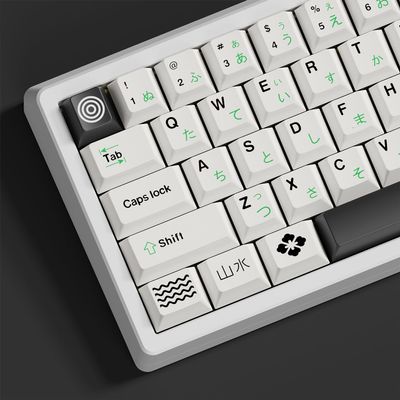 DirectNine Basics Pusakoa PBT Landscape Themed Keycaps with Japanese Legend, White 141 Keys Dye-Sublimation Cherry Profile Keycap Set for Cherry Gateron MX Switches Mechanical Keyboard