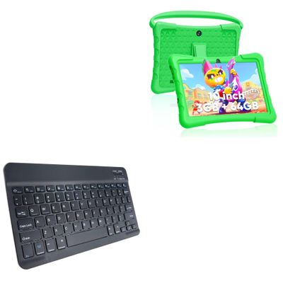 BoxWave Keyboard Compatible with RliyOliy P30 Kids Tablet (10 in) - SlimKeys Bluetooth Keyboard, Portable Thin with Chiclet-Style Keys - Jet Black