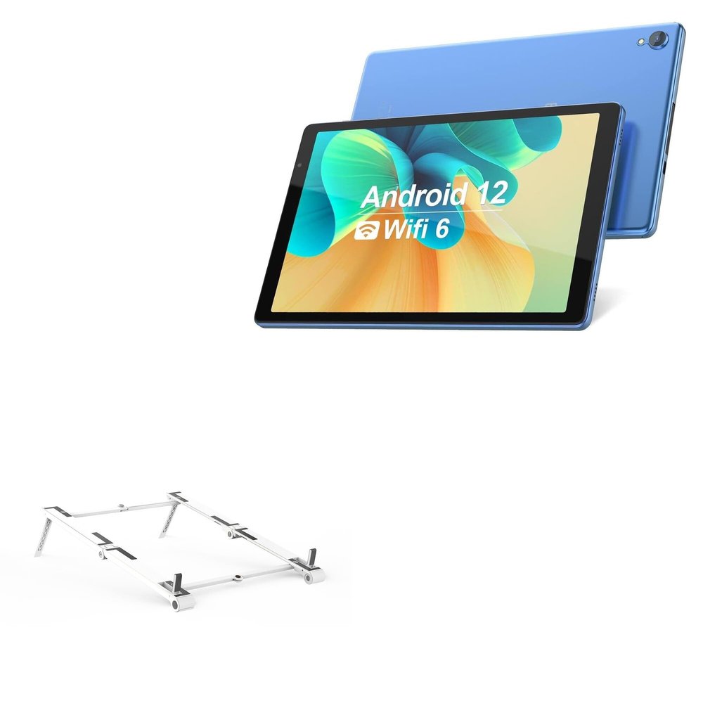 BoxWave Stand and Mount Compatible with Baken D10A Android 12 Table (10 in) - Pocket Aluminum Stand 3-in-1, Portable Multi Angle Viewing Riser - Metallic Silver