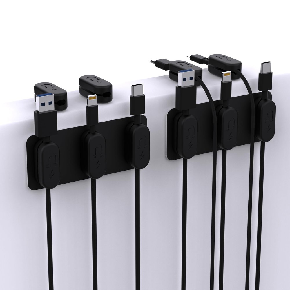 CHARGEWORX Magnetic Cable Clips 10-Pack  Adhesive Cord Organizer for Desk, Wall, Nightstand & Car  Magnetic Cable Holder for USB-C, Lightning, HDMI & Charging Cables  Cable Management Clips