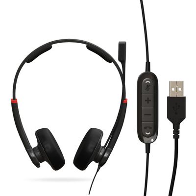 DataLocker USB Wired Headset Degree Microphone for PC - Push-to-Talk (PTT) TAA Compliant Computer Headphones with in-Line Volume Control, Noise Cancellation, & for Home, Skype