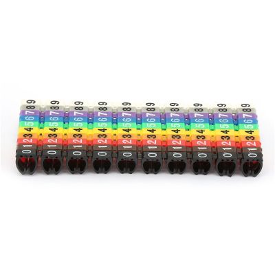 Colorful Cable Markers, Plastic Wire Number Label Tube, Clip on Design, 100Pcs for 1.5mm Wire Diameter, with 150Pcs Optional for (100PCS -6MM 6 Meters)