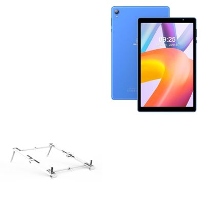 BoxWave Stand and Mount Compatible with NEWISON M10 Android Tablet (10 in) - Pocket Aluminum Stand 3-in-1, Portable Multi Angle Viewing Riser - Metallic Silver
