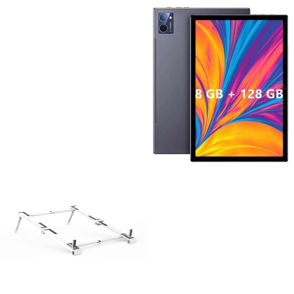 BoxWave Stand and Mount Compatible with JXCNSNW TYD-109 Tablet (10.1 in) - Pocket Aluminum Stand 3-in-1, Portable Multi Angle Viewing Riser - Metallic Silver