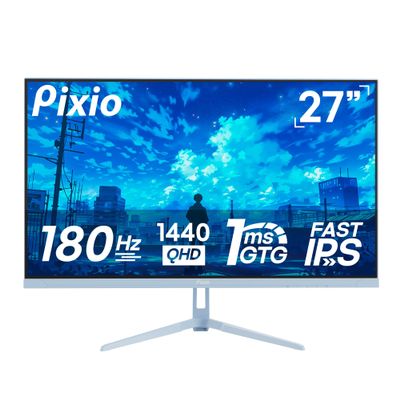 Pixio PX278 Wave Blue 27 inch 180Hz Refresh Rate Quad HD 1440p Resolution AMD FreeSync Fast IPS Panel 1ms GTG Response Time Built-in Speakers Gaming Monitor