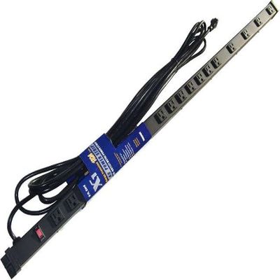 48" 18-Outlet Metal Power Strip, 25' Cord, 3000 Joules Surge Protection, Ground and Surge Protection Indicators