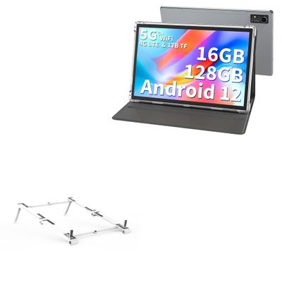 BoxWave Stand and Mount Compatible with HISORL T618 Android Tablet (10 in) - Pocket Aluminum Stand 3-in-1, Portable Multi Angle Viewing Riser - Metallic Silver