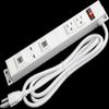 12" 2-Outlet Metal Power Strip, 6' Cord, 3000 Joules Surge Protection, Multi USB view 1