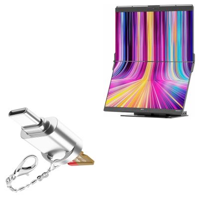 BoxWave Adapter Compatible with Mobile Pixels Geminos T - Micro SD Card miniReader, USB Type-C OTG Reader USB3.0 Adapter Keychain - Metallic Silver