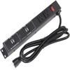12" 2-Outlet Metal Power Strip, 6' Cord, 3000 Joules Surge Protection, Multi USB view 1