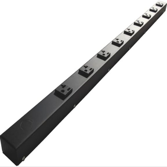 36 Hardwired Power Strip (NO Power Cord), 9 Vertical 20A Outlets (NEMA 5-20R, NOT Tamper Resistant), NO Ears (Without mounting tabs on Both Ends)