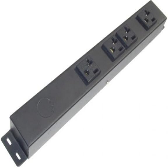 12 Hardwired Power Strip (NO Power Cord), 4 Vertical 20A Outlets (NEMA 5-20R, NOT Tamper Resistant), with Ears (with mounting tabs on Both Ends)