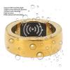Smart Ring Health, Fashion Tech Ceramic Alloy Wearable Ring with LED Breath Light Charging Case, IP68 Smart Ring for Android for iOS (Gold) view 4