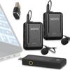 Movo WMX-1-UL-DUO Wireless Lavalier Microphone for Computer, Smartphones, and Tablets- Wireless USB & USB-C Receiver, Transmitter, and Omnidirectional Lav Mic view 1