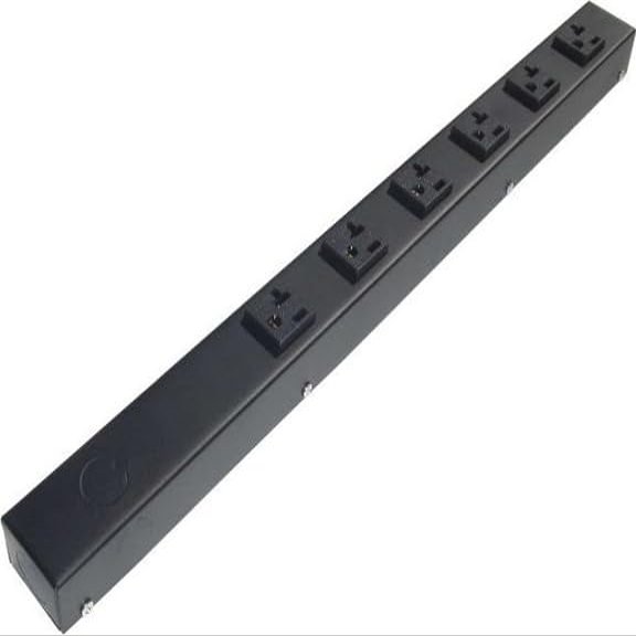 20 Hardwired Power Strip (NO Power Cord), 6 Vertical 20A Outlets (NEMA 5-20R, NOT Tamper Resistant), NO Ears (Without mounting tabs on Both Ends)