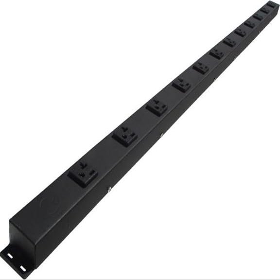 48 Hardwired Power Strip (NO Power Cord), 12 Vertical 20A Outlets (NEMA 5-20R, NOT Tamper Resistant), with Ears (with mounting tabs on Both Ends)