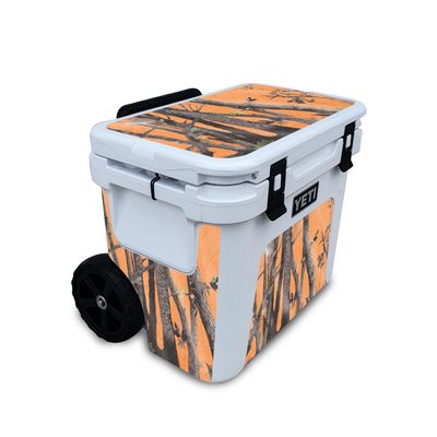 Glossy Glitter Cooler Skin Compatible with Yeti Roadie 32 Wheeled Cooler - Orange Camo - Premium 3M Vinyl Protective Wrap Decal Cover - Easy to Apply | Crafted in The USA by MightySkins