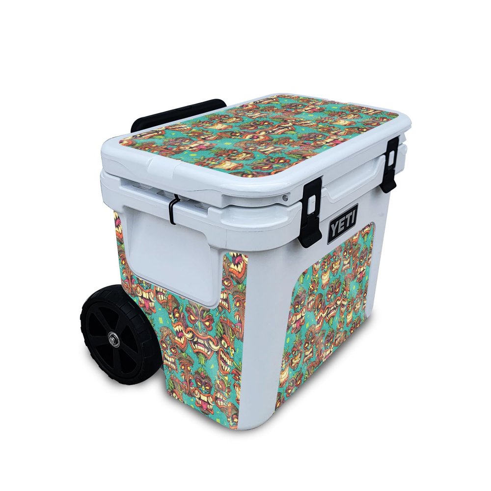 Glossy Glitter Skin Compatible with Yeti Roadie 32 Wheeled Cooler - Crazy Tikis - Premium 3M Vinyl Protective Wrap Decal Cover - Easy to Apply | Crafted in The USA by MightySkins