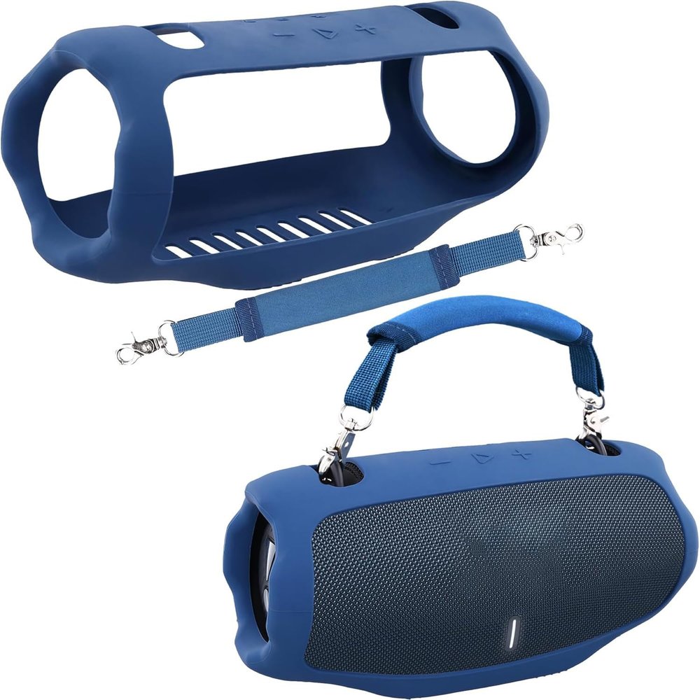 co2CREA for JBL Xtreme 4 Portable Bluetooth Speaker Silicone Cover Case, Portable Silicone Travel Case with Handle, Protective Skin Case (Blue Case)