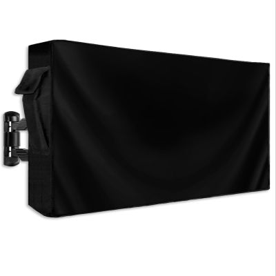 Lsrtoss Black Outdoor TV Cover 30-32 Inch Weatherproof, Outdoor TV Enclosure with Zipper & Roll Up Front Flap, Pure Black Waterproof TV Covers for Outside Flat Screen TV