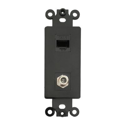 BUPLDET Coax and CAT6 Wall Plate Insert - Ethernet Coaxial Keystone Jack Insert Cover Plate Female to Female for Midsize/Oversize Wallplate - Black