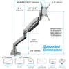 AVLT Single 17"-57" Super Ultrawide Monitor Arm for Screens Up to 59.5 lbs, Premium Aluminum Desk Stand, Adjustable Pneumatic Height, Full Motion Swivel Tilt Rotation, USB-C & USB-A Ports, Gray view 2