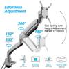 AVLT Single 17"-57" Super Ultrawide Monitor Arm for Screens Up to 59.5 lbs, Premium Aluminum Desk Stand, Adjustable Pneumatic Height, Full Motion Swivel Tilt Rotation, USB-C & USB-A Ports, Gray view 3