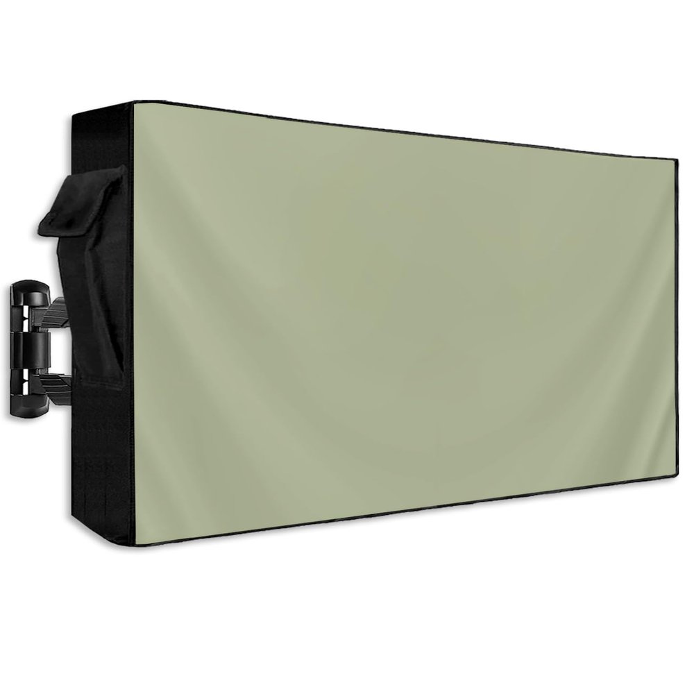 Lsrtoss Sage Green Outdoor TV Cover 70-75 Inch Weatherproof, Outdoor TV Enclosure with Zipper & Roll Up Front Flap, Farmhouse Sage Green Decor Waterproof TV Covers for Outside Flat Screen TV
