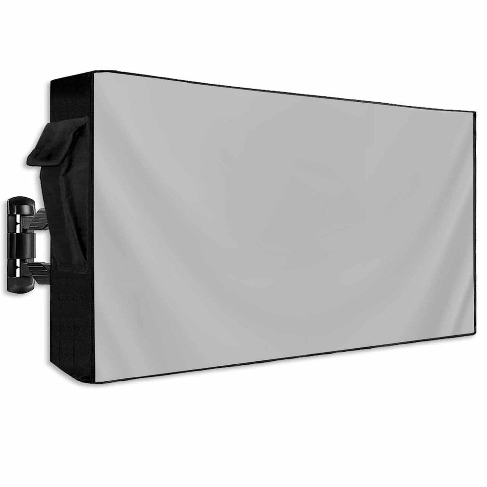 Lsrtoss Grey Outdoor TV Cover 40-43 Inch Weatherproof, Outdoor TV Enclosure with Zipper & Roll Up Front Flap, Modern Pure Gray Waterproof TV Covers for Outside Flat Screen TV