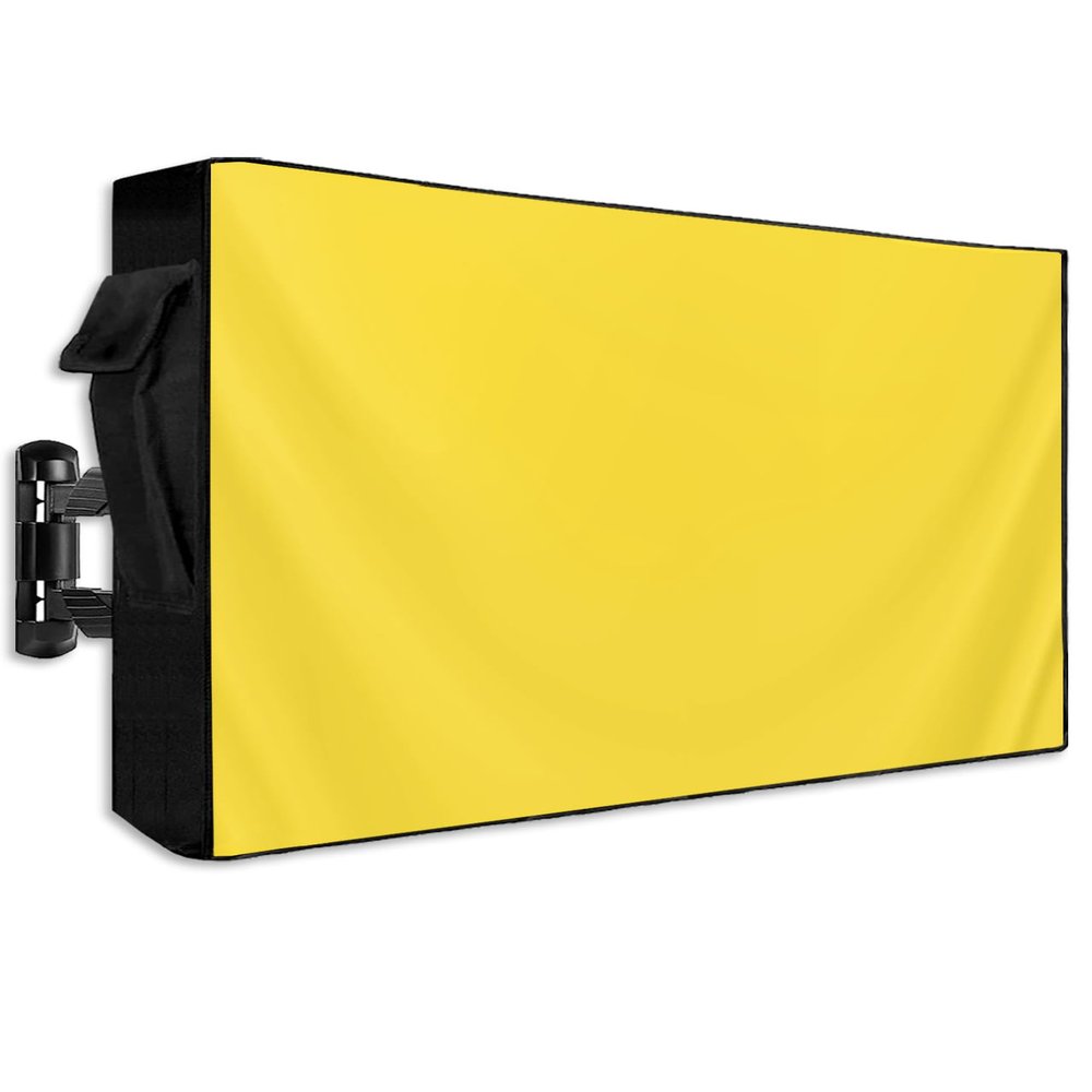 Lsrtoss Yellow Outdoor TV Cover 30-32 Inch Weatherproof, Outdoor TV Enclosure with Zipper & Roll Up Front Flap, Pure Yellow Waterproof TV Covers for Outside Flat Screen TV