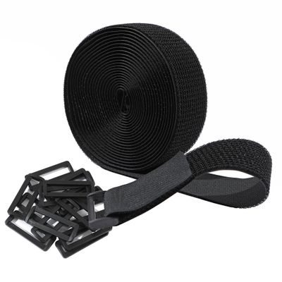 2"x16ft Hook and Loop Cable Securing Straps with 15 Buckles, Free Cut Length | Adjustable | Reusable Fastening Cable Ties, 2 Inch Wide Cinch Strap for Wire, Cord Wraps, Cable Management- Black
