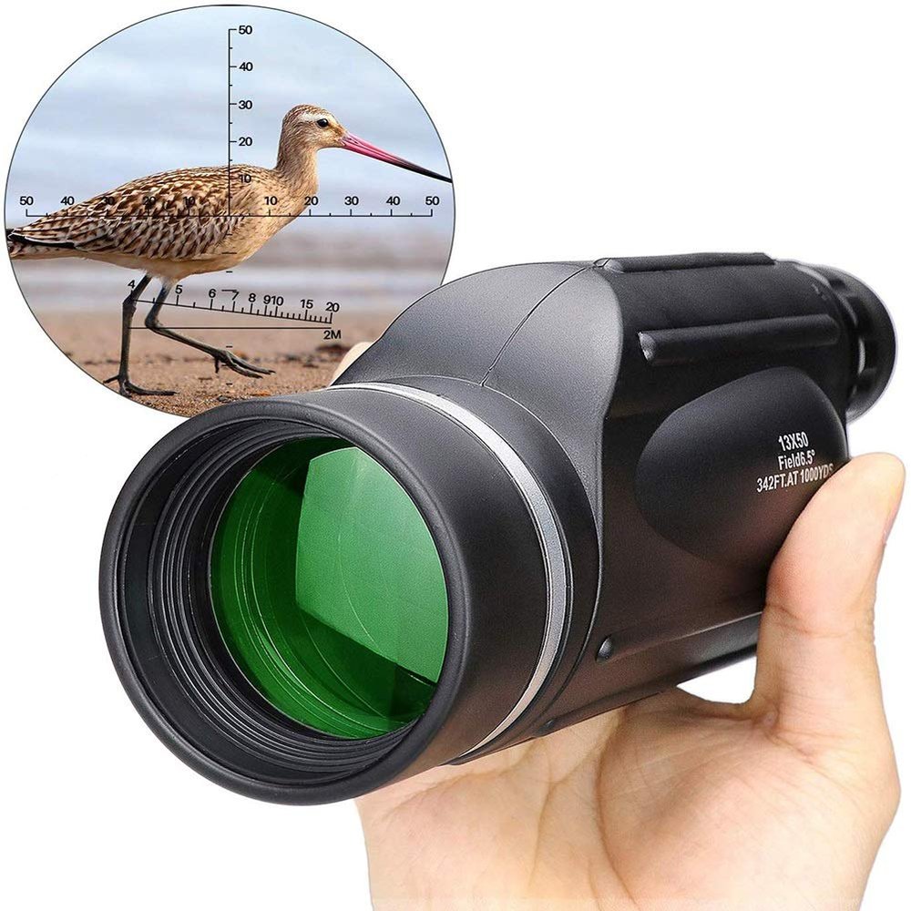 DirectNine Basics Portable Monocular 13x50 Handheld Portable Built in Distance Reticle for Birdwatching, Shooting, for Adult Bird Watching Outdoor Travel Sightseeing