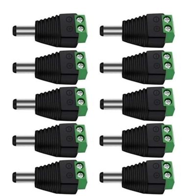 QLXHBOT 12V DC Power Connector 5.5mm x 2.1mm, 10Pcs Male Power Jack Adapter for CCTV Security Camera Cable Wire Adapter