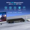 24 Port 2.5G Network Switch with 2x10G SFP, 24x 2.5G Base-T Ethernet Ports, Unmanaged Switch Compatible with 10/100/1000Mbps, 160Gbps Switching Capacity, Metal Housing, Fanless, 19-inch Rack Mount view 2