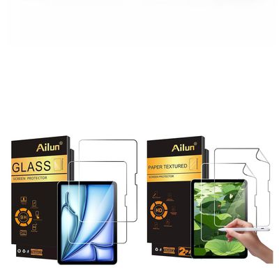Ailun for iPad Air 11 Inch 2025/2024 7th/6th/Pro11 Inch 2 Pack Screen Protector and Paper Textured Screen Protector for iPad Air 11 Inch 2025/2024 [7th/6th Gen] 2 Pack