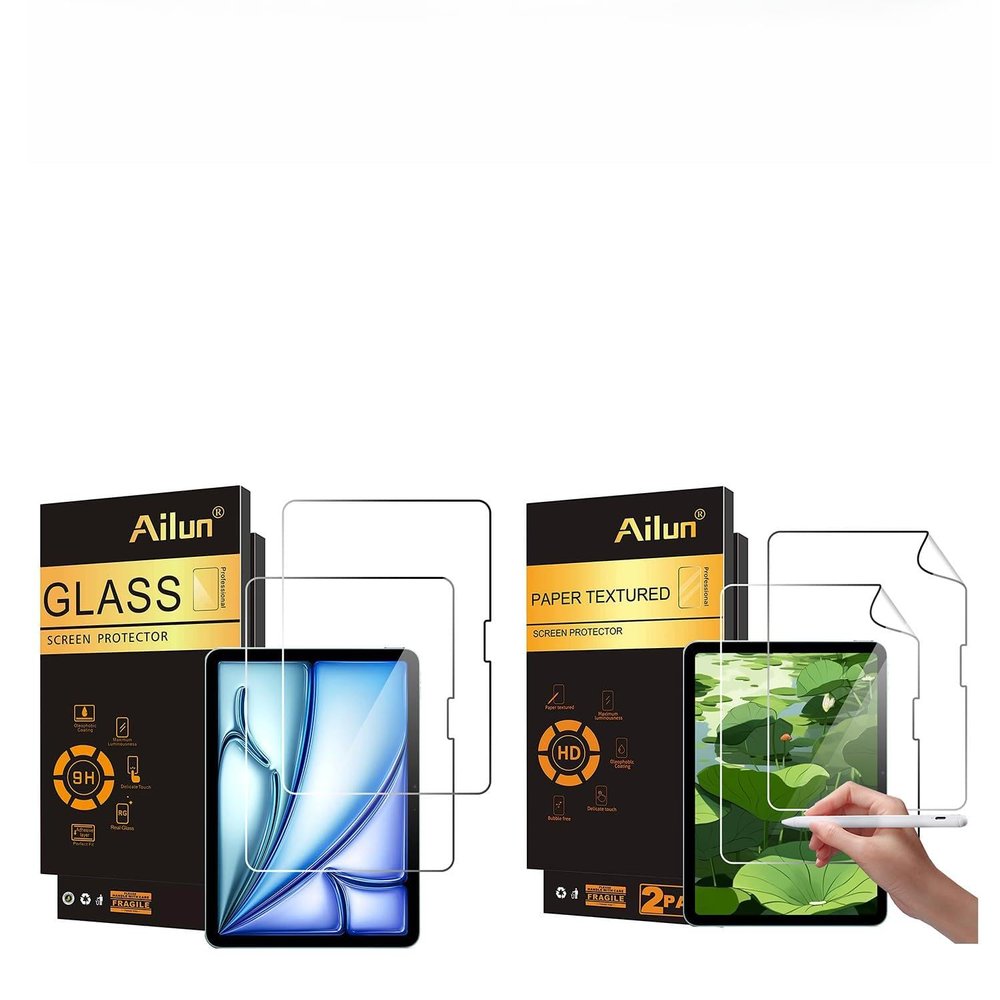 Ailun for iPad Air 11 Inch 2025/2024 7th/6th/Pro11 Inch 2 Pack Screen Protector and Paper Textured Screen Protector for iPad Air 11 Inch 2025/2024 [7th/6th Gen] 2 Pack