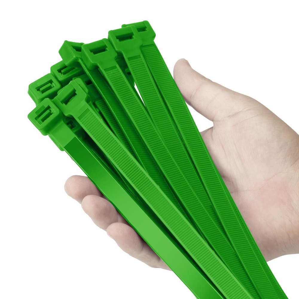 Armpow 12 inch Green Zip Ties Heavy Duty 100 PCS, 250 LBS Ultra Exclusive Strong Plastic Wire Ties, Large Cable Ties Extra Long Tie Wraps, Indoor and Outdoor UV Resistant